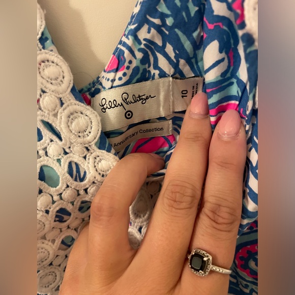 LILLY PULITZER x Target Shift DRESS 2 Blue Multicolored Lace Trim Sleeveless - Picture 3 of 5